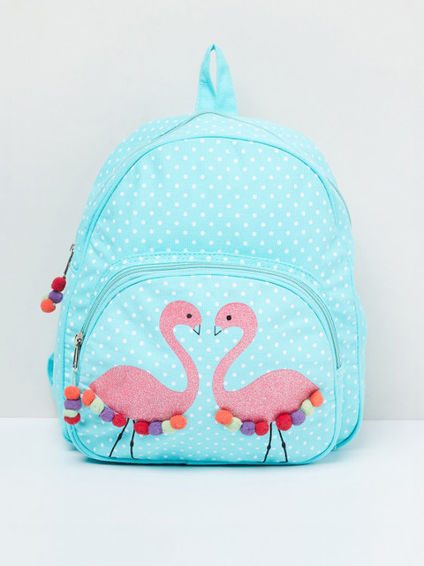 

max Girls Turquoise Blue & Pink Flamingo Graphic Embellished Backpack