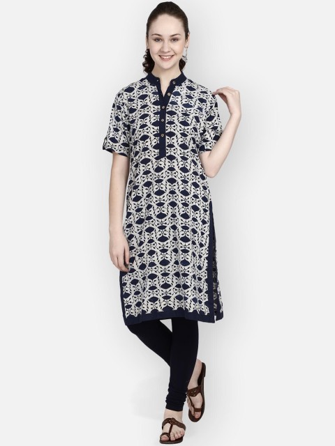 

Molcha Blue Floral Printed Kurta