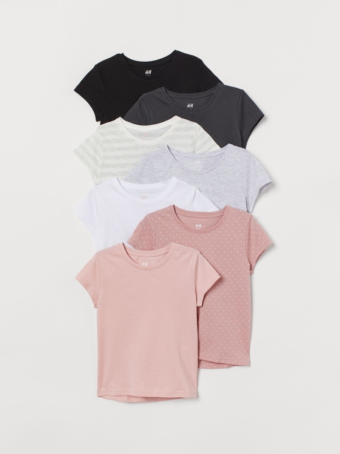 

H&M Girls 7-Pack T-shirts, White