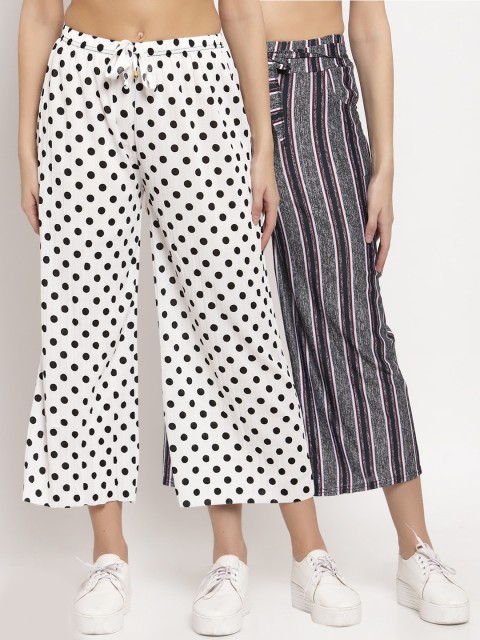 

KLOTTHE Women Multicoloured Pack of 2 Striped Flared Palazzos, Multi