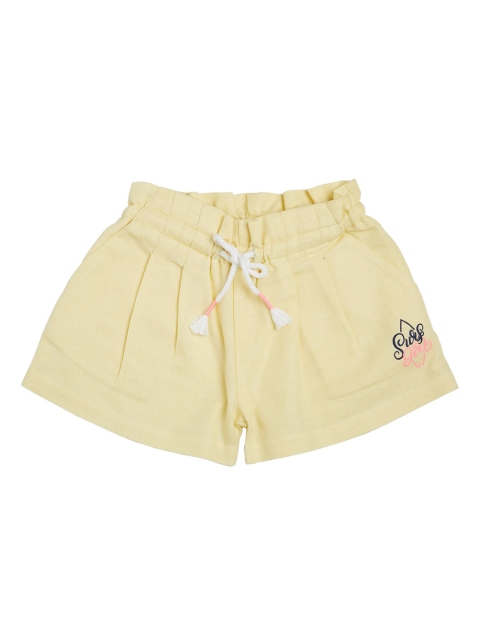 

VITAMINS Girls Yellow Solid Regular Fit Regular Shorts