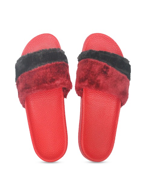 

FREECO Women Red & Black Colourblocked Room Slippers