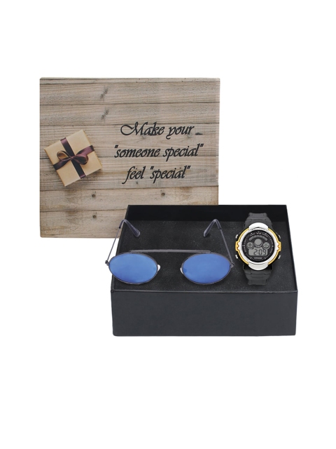 

Fantasy World Unisex Kids Yellow & Blue Watch & Sunglass Gift Set FWGiftset137-5716401-YS02-YL01