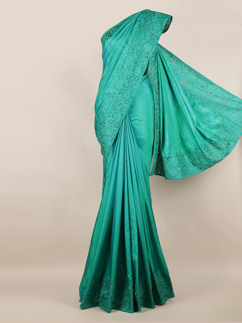 

Pothys Green Solid Art Silk Saree