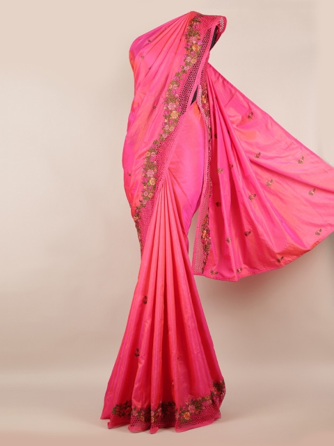 

Pothys Pink Solid Art Silk Saree