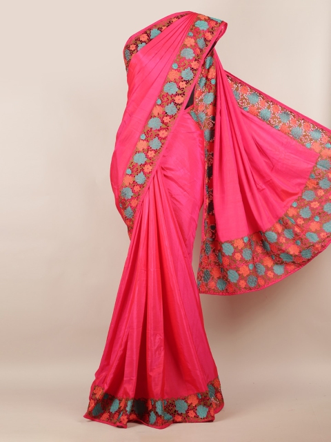 

Pothys Pink Solid Art Silk Saree
