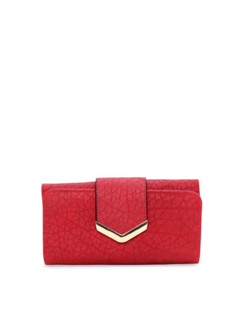 

GIO COLLECTION Women Red Textured Three Fold Wallet