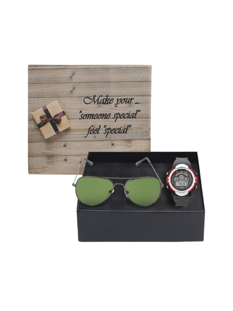 

Fantasy World Unisex Kids Red & Green Watch & Sunglass Gift set FWGiftset185-Dabangg-4-YS02-RD01