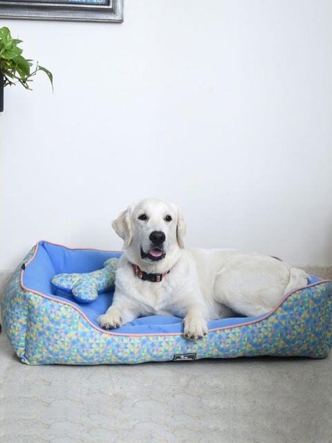 

Heads Up For Tails Blue & Yellow Printed Slumber Lounger Dog Bed