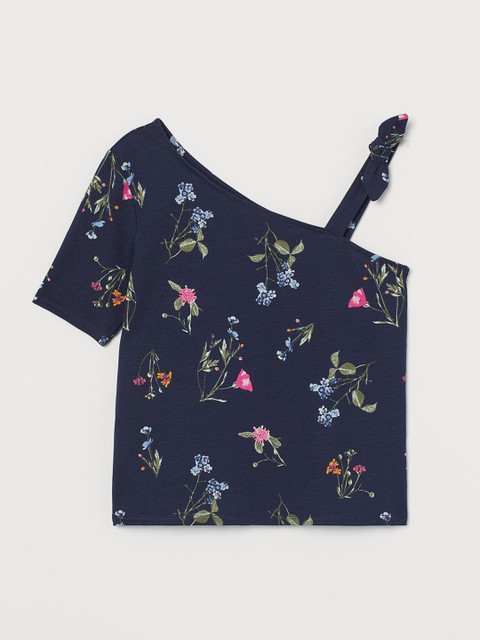 

H&M Girls Navy Blue One-shoulder Top