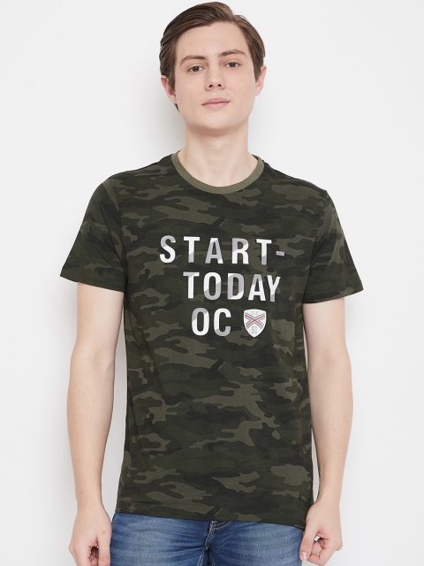 

Octave Men Olive Green Printed Round Neck T-shirt