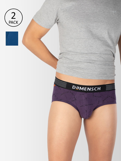 

DAMENSCH Men Pack Of 2 Deodorizing Basic Briefs DAM-CTM-B-PNP-PEB-PACK-2-MIX, Purple