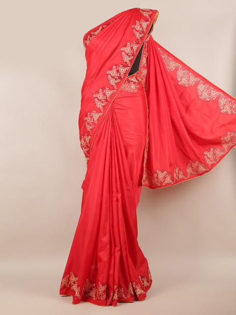 

Pothys Red Solid Art Silk Saree