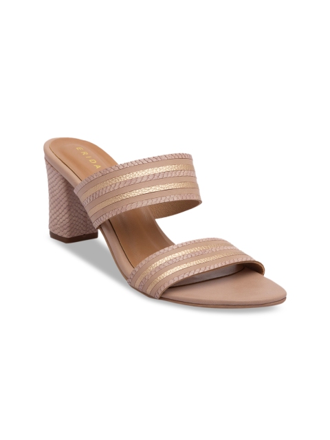 

ERIDANI Women Pink Woven Design Block Heels