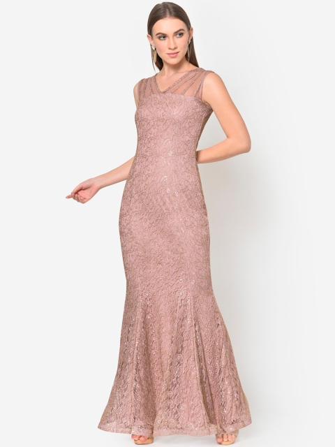

Martini Women Beige Self Design Maxi Dress