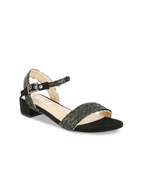 

ELLE Women Black Woven Design Block Heels