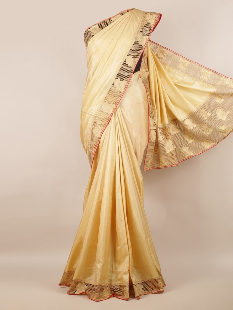 

Pothys Cream-Coloured Solid Art Silk Saree