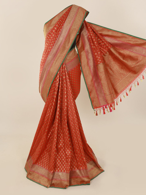 

Pothys Orange Pure Silk Woven Design Banarasi Saree
