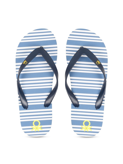 

United Colors of Benetton Men Blue Striped Thong Flip-Flops