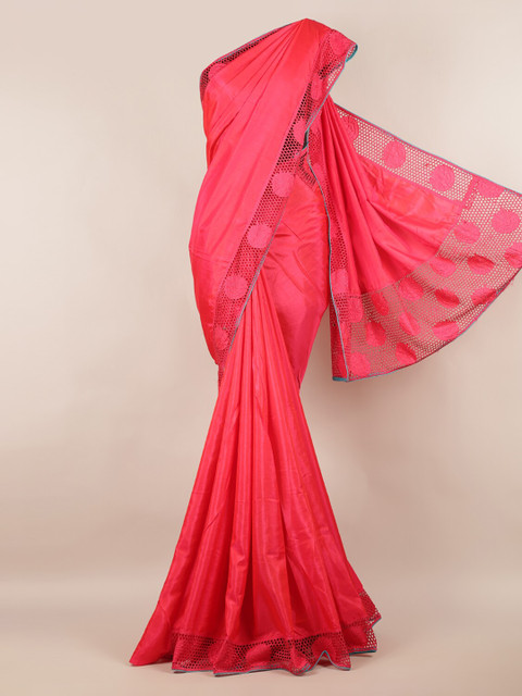 

Pothys Pink Solid Art Silk Saree