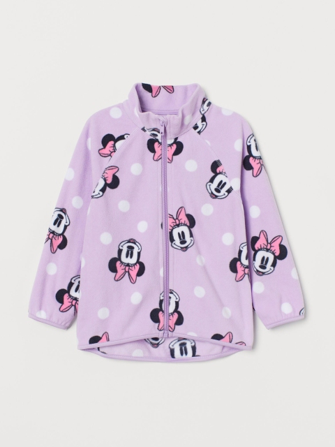 

H&M Girls Lavender & White Patterned Fleece Jacket