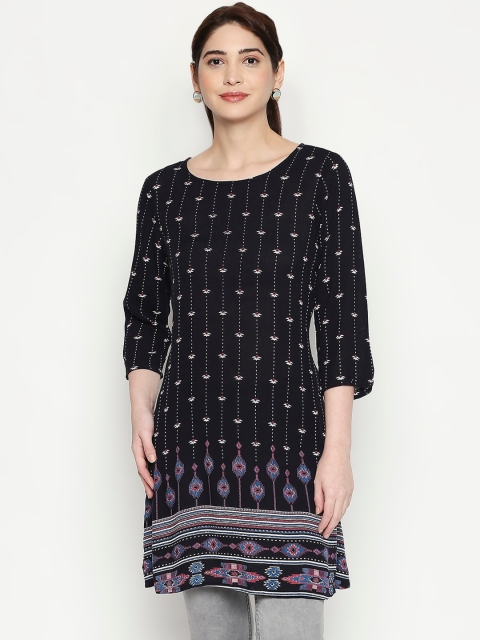 

People Women Navy Blue & Red Printed Tunic
