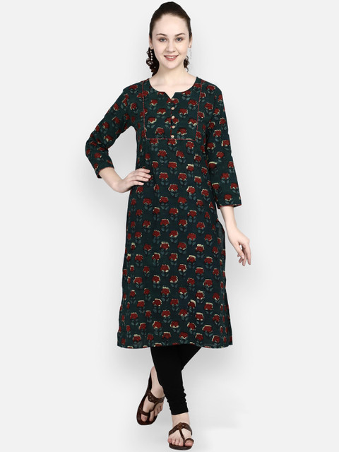 

Molcha Green Geometric Printed Kurta