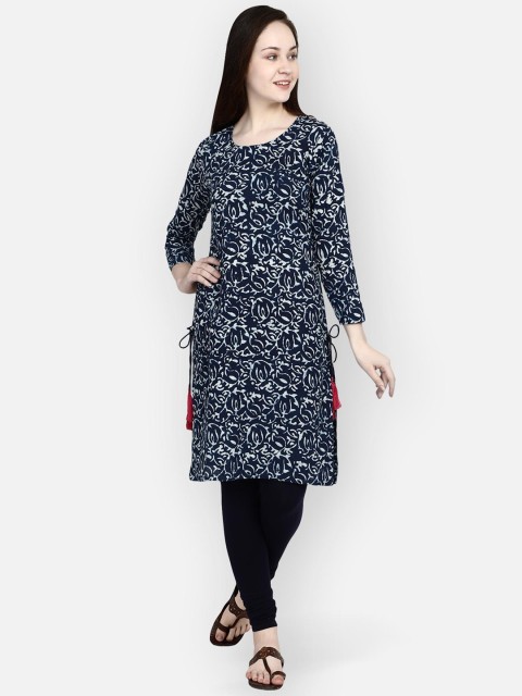 

Molcha Women Blue Printed Cold-Shoulder Sleeves Kurta