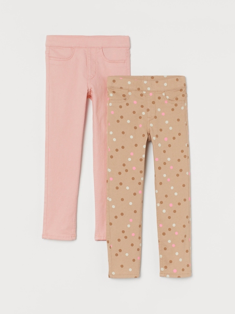 

H&M Girls 2-Pack Twill Treggings, Pink