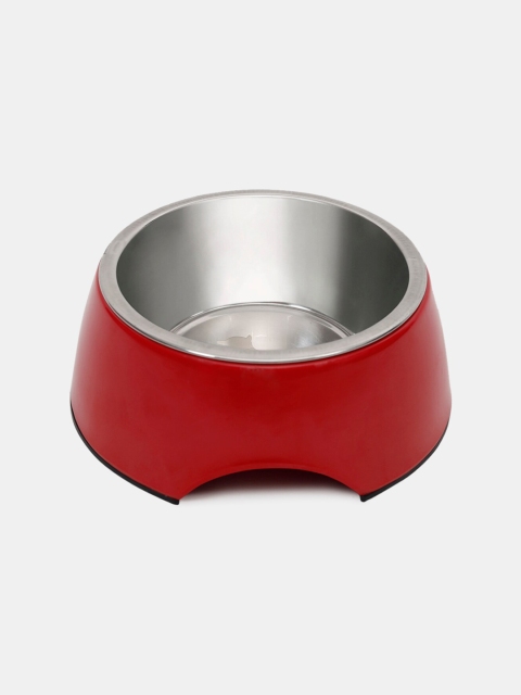 

Heads Up For Tails Red & Silver Toned Solid Dog Food Bowl