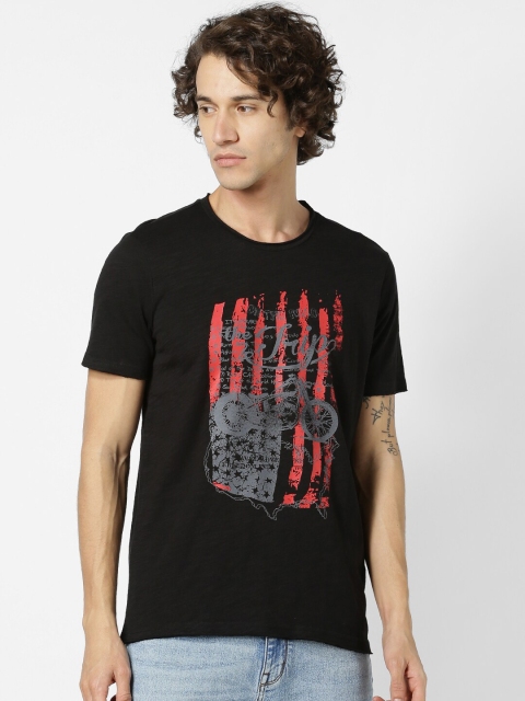 

Celio Men Black Printed Round Neck T-shirt