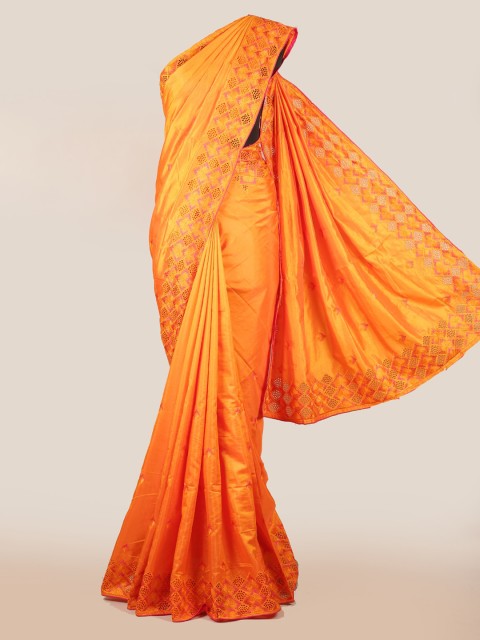 

Pothys Mustard Yellow Solid Art Silk Saree