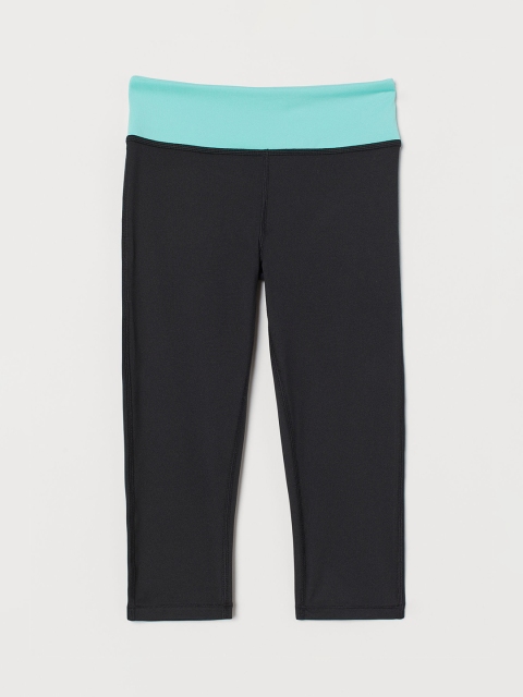

H&M Girls Black Solid Cropped Sports Tights