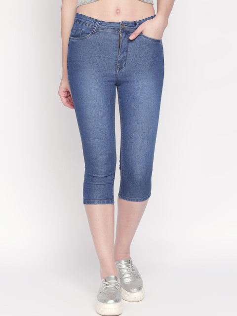 

fungus Women Navy Blue Solid Slim Fit Capris