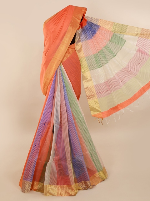 

Pothys Multicoloured Printed Jute Silk Saree With Zari Border, Multi