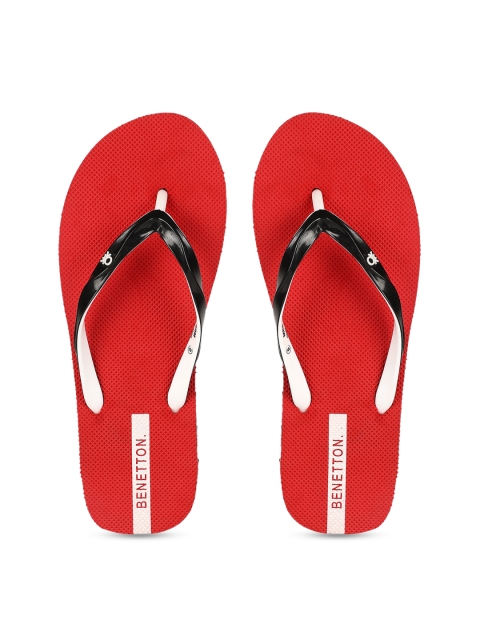 

United Colors of Benetton Women Black & Red Solid Thong Flip-Flops