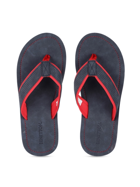 

United Colors of Benetton Men Navy Blue & Red Solid Thong Flip-Flops