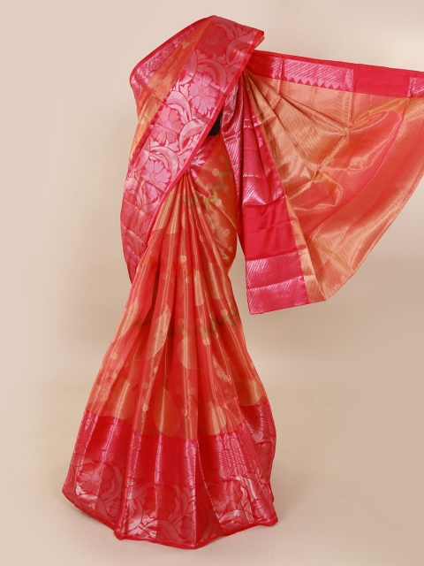

Pothys Pink & Orange Tissue Woven Design Saree