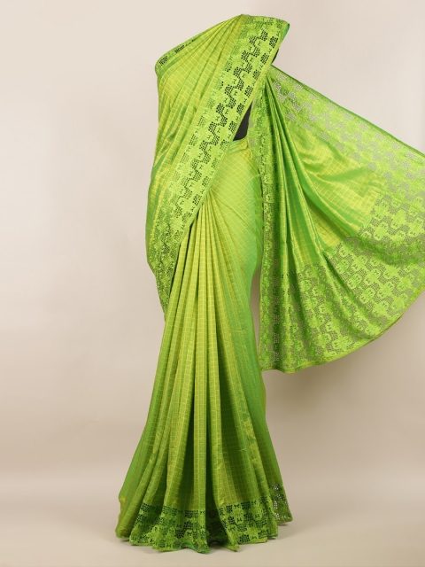 

Pothys Green Checked Art Silk Saree