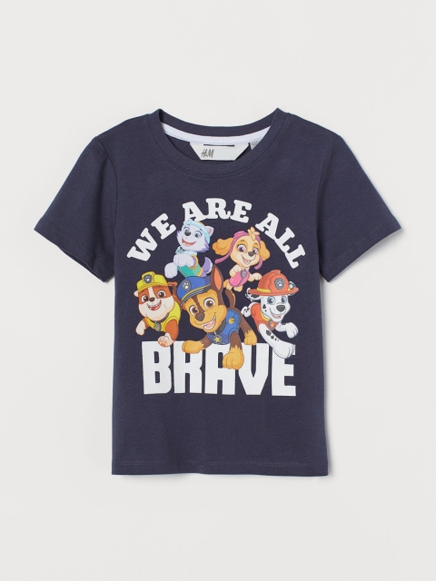 

H&M Boys Navy Blue Printed T-shirt
