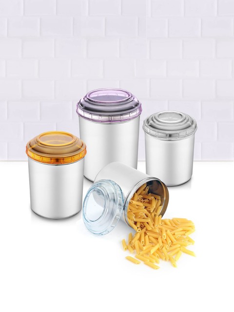 

Jensons Set Of 8 Silver-Toned Solid Stainless Steel Canisters