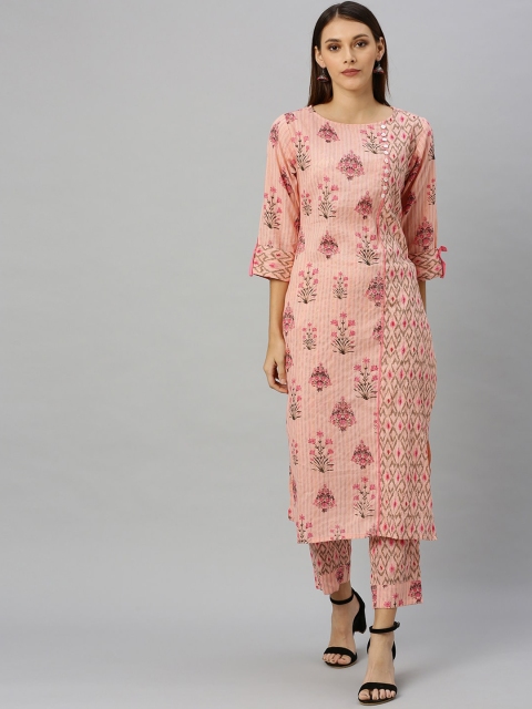 

Shakumbhari Women Pink Printed Kurti with Trousers