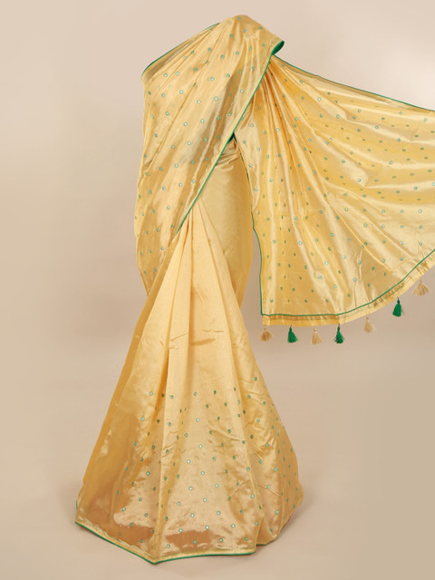 

Pothys Cream-Coloured Woven Design Cotton Blend Saree