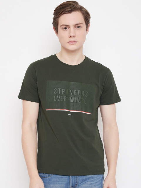 

Octave Men Olive Green Printed Round Neck T-shirt