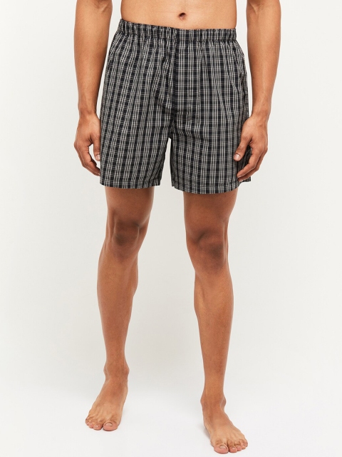 

max Men Black & White Checked Boxers