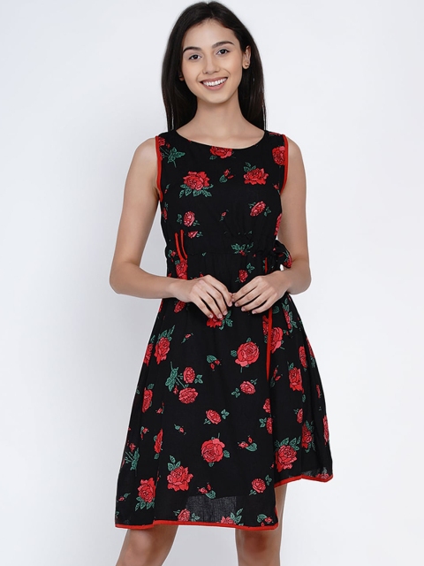 

Abiti Bella Women Black Printed A-Line Dress