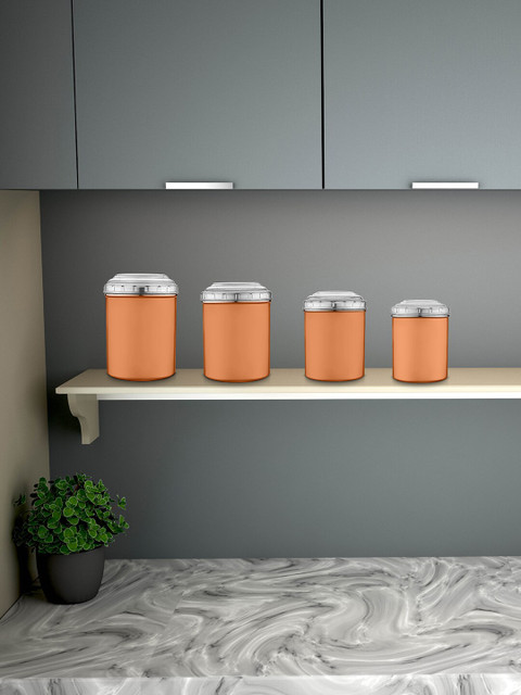 

Jensons Set Of 4 Copper-Toned & Transparent Solid Stainless Steel Canisters