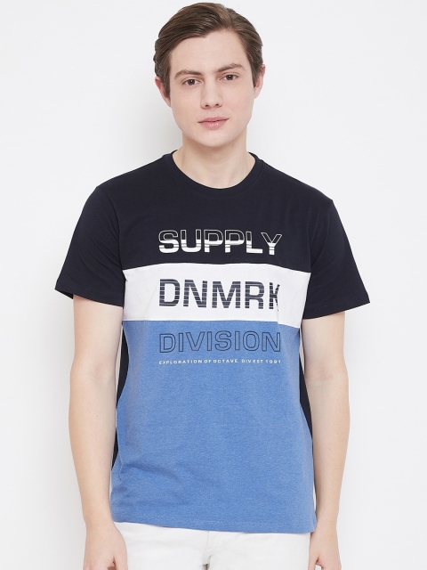 

Octave Men Blue Printed Round Neck T-shirt