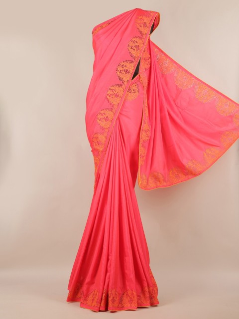 

Pothys Pink Solid Art Silk Saree
