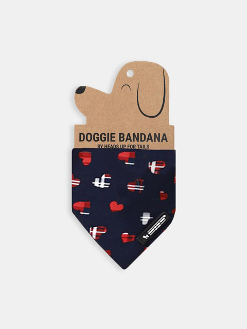 

Heads Up For Tails Red & Navy Blue Printed Dog Bandana